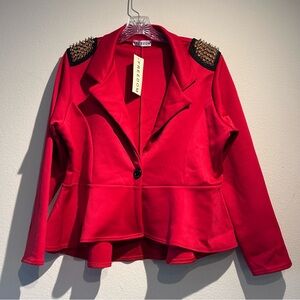 Costume Red Jacket with Spiked Shoulders
